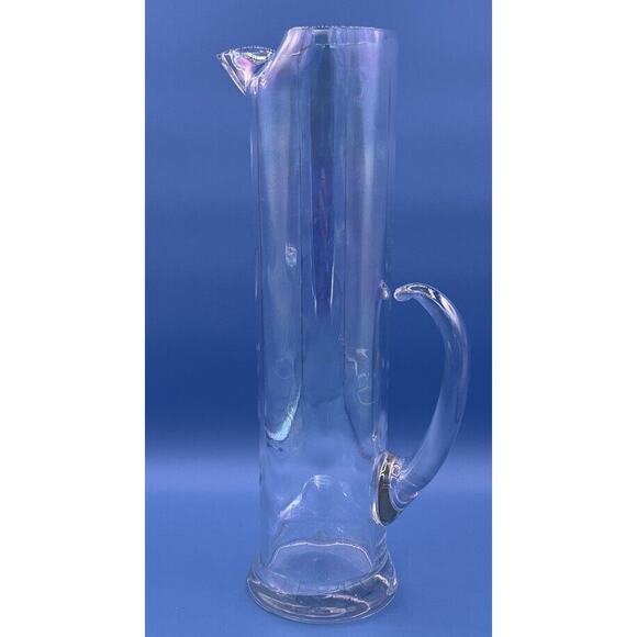 13” West Virginia Glass Draping Pearl Luster Rainbow Iridescent Cocktail Pitcher - Picture 1 of 9